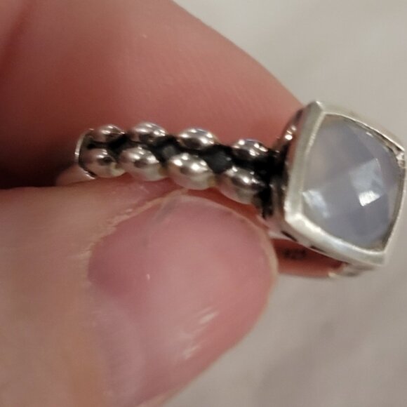 John Hardy Angela Sterling Silver Two Scalloped Design Band Chalcedony S… - Picture 3 of 9